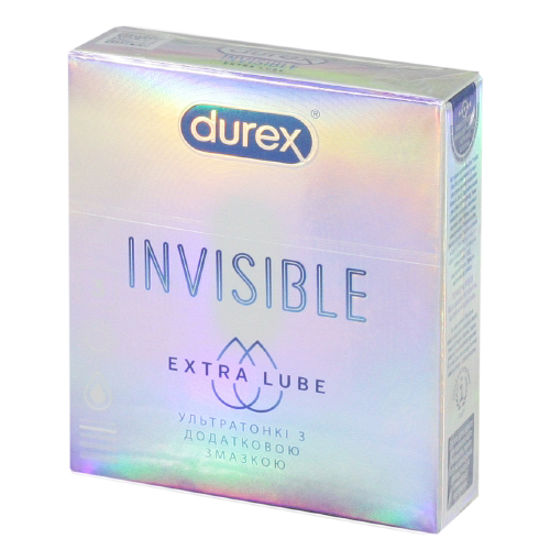 Презервативы латексные с силиконовой смазкой Durex Invisible Extra Lube (ультратонкие с дополнительной смазкой) №3